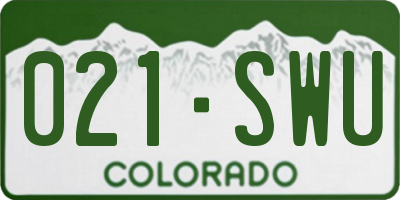 CO license plate 021SWU