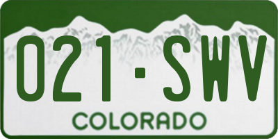 CO license plate 021SWV
