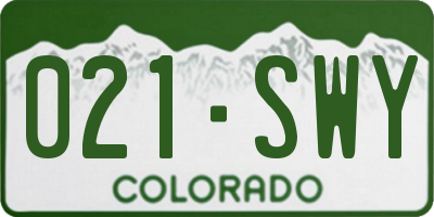 CO license plate 021SWY