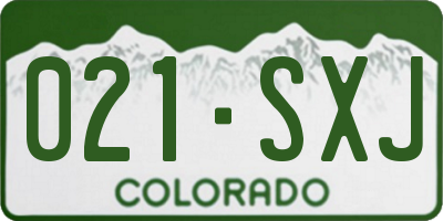 CO license plate 021SXJ