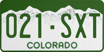 CO license plate 021SXT