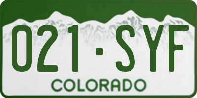 CO license plate 021SYF