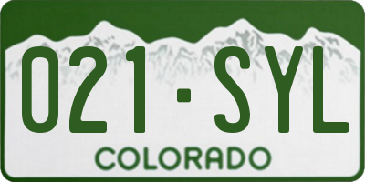 CO license plate 021SYL