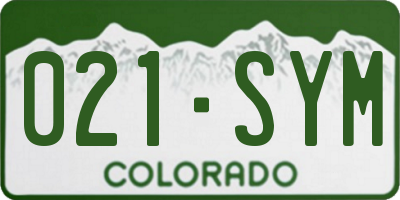 CO license plate 021SYM