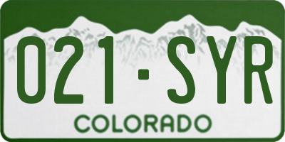 CO license plate 021SYR