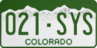 CO license plate 021SYS