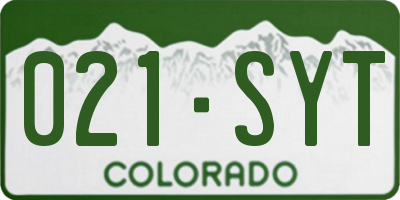CO license plate 021SYT