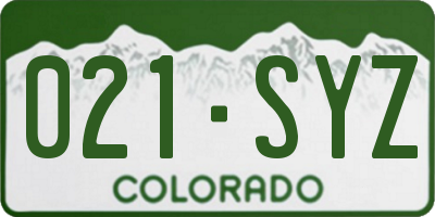 CO license plate 021SYZ