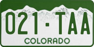 CO license plate 021TAA