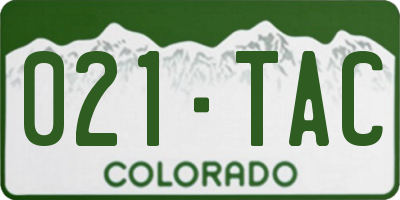 CO license plate 021TAC