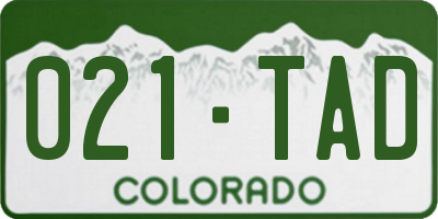 CO license plate 021TAD