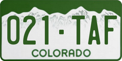 CO license plate 021TAF