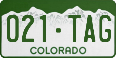 CO license plate 021TAG
