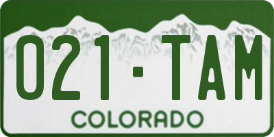 CO license plate 021TAM