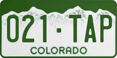 CO license plate 021TAP
