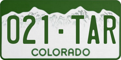 CO license plate 021TAR