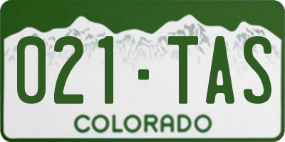 CO license plate 021TAS
