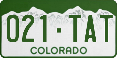 CO license plate 021TAT