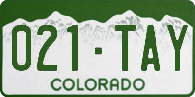 CO license plate 021TAY