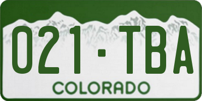 CO license plate 021TBA