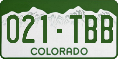 CO license plate 021TBB