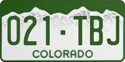 CO license plate 021TBJ