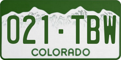 CO license plate 021TBW
