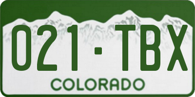 CO license plate 021TBX