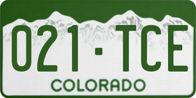 CO license plate 021TCE