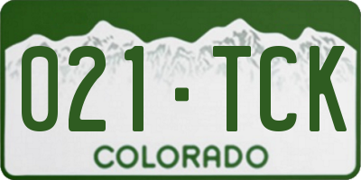 CO license plate 021TCK