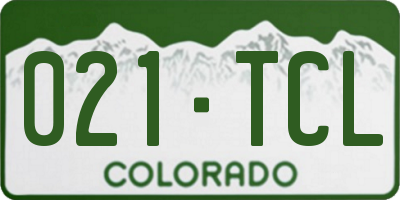 CO license plate 021TCL