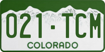CO license plate 021TCM