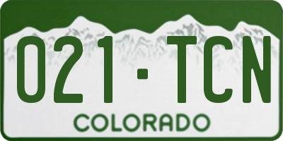 CO license plate 021TCN
