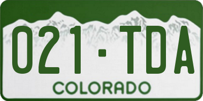 CO license plate 021TDA