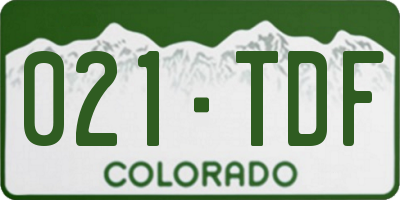CO license plate 021TDF