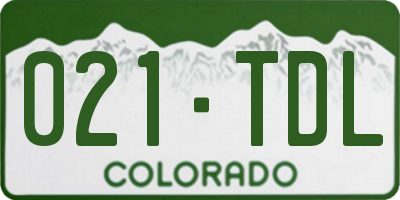 CO license plate 021TDL