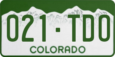 CO license plate 021TDO