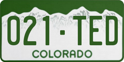 CO license plate 021TED