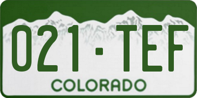 CO license plate 021TEF