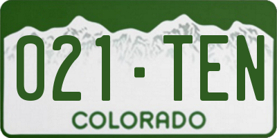 CO license plate 021TEN