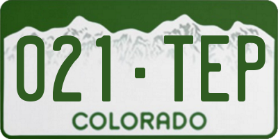 CO license plate 021TEP