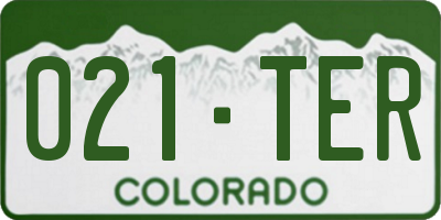 CO license plate 021TER