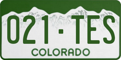 CO license plate 021TES