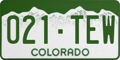 CO license plate 021TEW