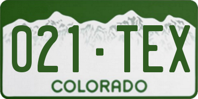CO license plate 021TEX