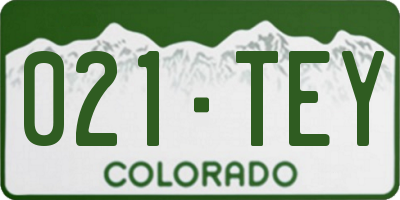 CO license plate 021TEY