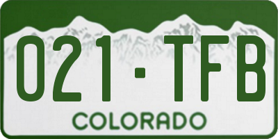CO license plate 021TFB