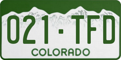 CO license plate 021TFD