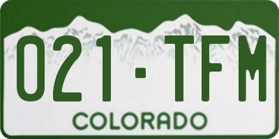CO license plate 021TFM