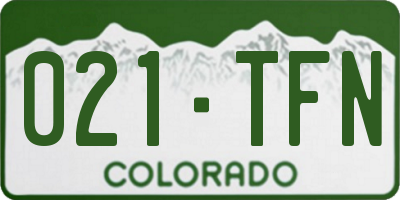 CO license plate 021TFN